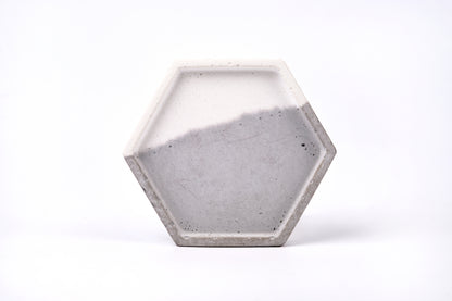 Concrete hexagon tray / accessory holder (small) - "couple"